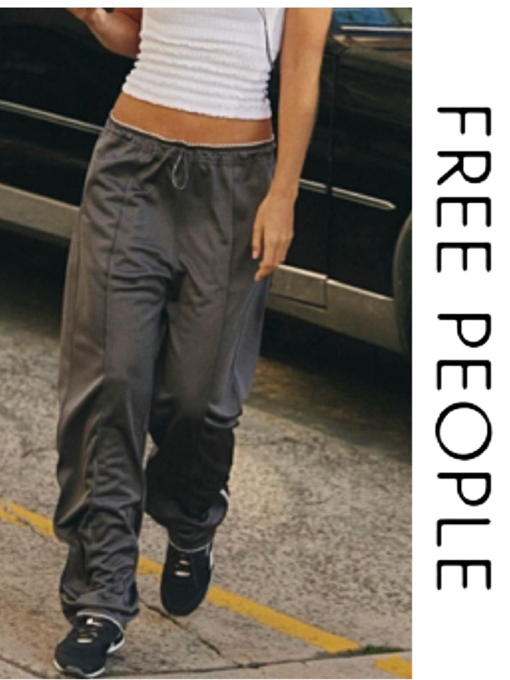🚩NwT’s-$100 FREE PEOPLE Roll With It Pants L Relaxed-Easy Fit Pants in Gun Metal